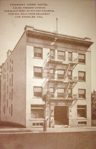 Undated post card for hotel located at 542 S. Fremont Ave., Los Angeles